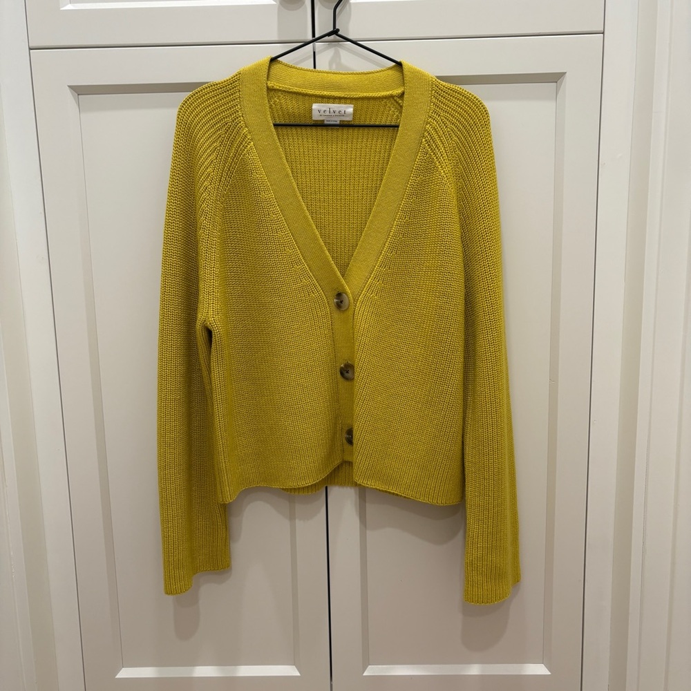 Anthropologie Velvet by Graham & Spencer Marilyn Cardigan Sweater (Yellow) - Picture 3 of 7